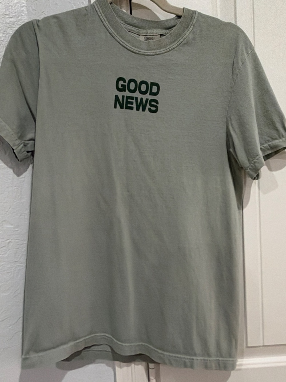 Comfort Colors Sage Green "GOOD NEWS" Short Sleeve Tee
